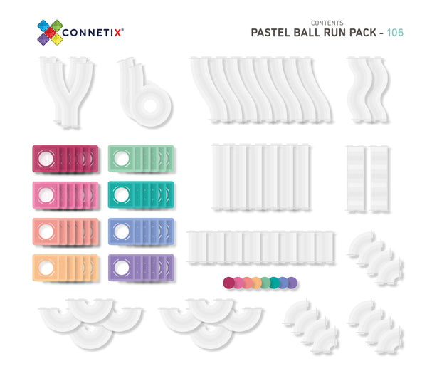Connetix Tiles | 106 Piece Pastel Ball Run Pack [New Release!]