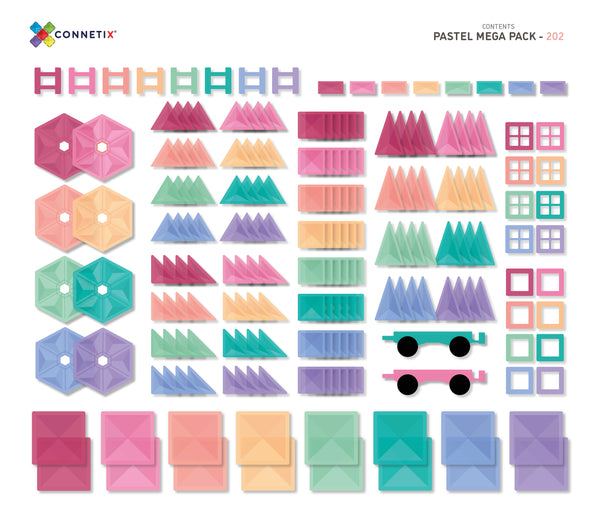 Connetix Tiles | 202 Piece Pastel Mega Pack [New Release!]