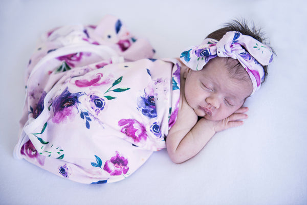 Baby Jersey Wrap & Topknot Set | Floral Kiss