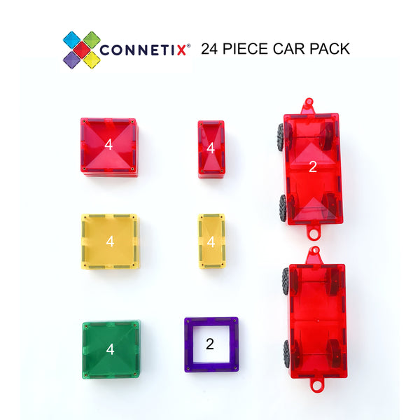 Connetix Tiles - 24 Piece Car Pack [New Look!]