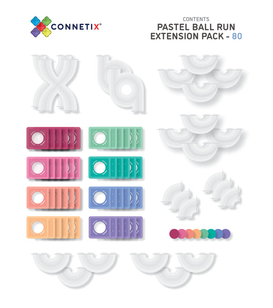 Connetix Tiles | 80 pc Pastel Ball Run Expansion Pack [2022 New Release!]