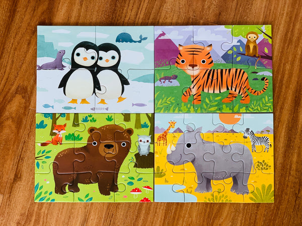 Mudpuppy - Animals Of The World 4-In-A-Box Progressive Puzzle