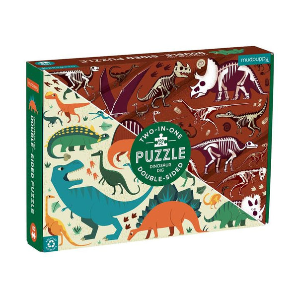 Mudpuppy - Dinosaur Dig 100 Piece Double-Sided Puzzle